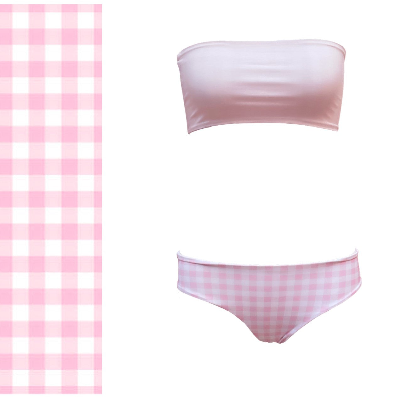 Bikini reversible 2 pieces set two pieces reversible twisted bra 2 colors bikini swimsuit swimwear constantly amazed made in lebanon aquamazeswimwear  vichy pink