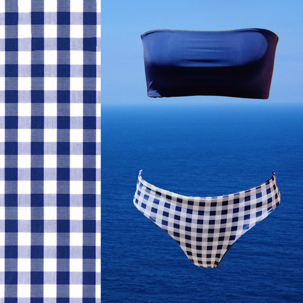 Bikini reversible 2 pieces set two pieces reversible twisted bra 2 colors bikini swimsuit swimwear constantly amazed made in lebanon aquamazeswimwear  vichy blue navy