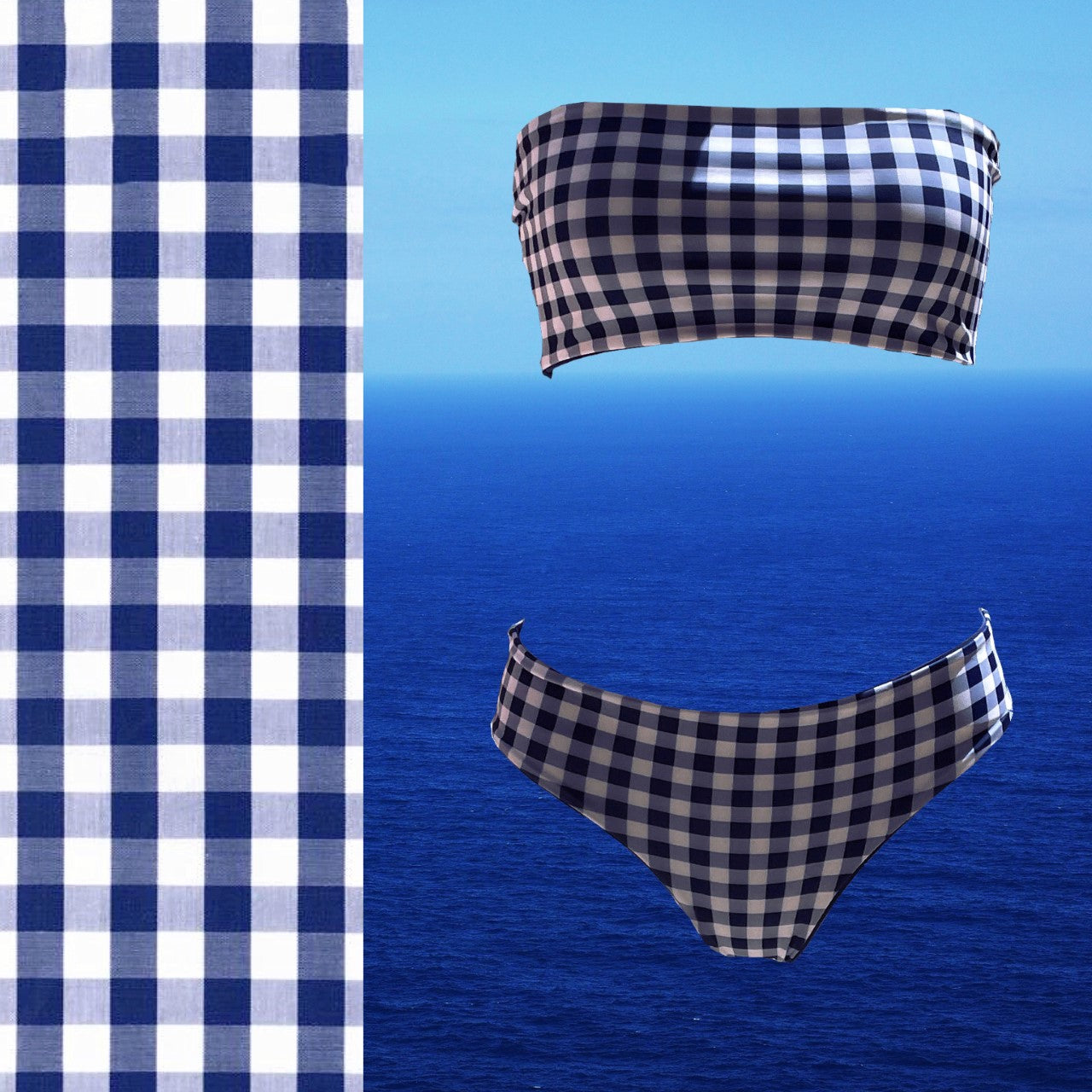 Bikini reversible 2 pieces set two pieces reversible twisted bra 2 colors bikini swimsuit swimwear constantly amazed made in lebanon aquamazeswimwear  vichy blue navy