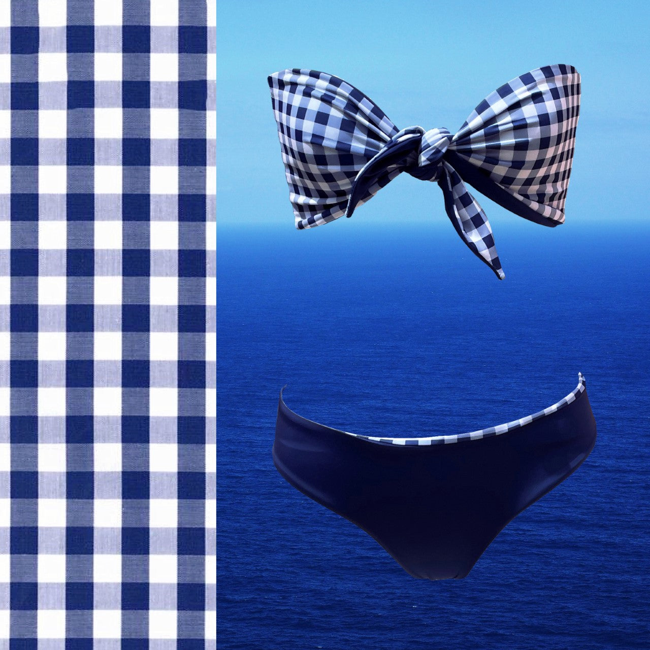 Bikini reversible 2 pieces set two pieces reversible twisted bra 2 colors bikini swimsuit swimwear constantly amazed made in lebanon aquamazeswimwear  vichy blue navy