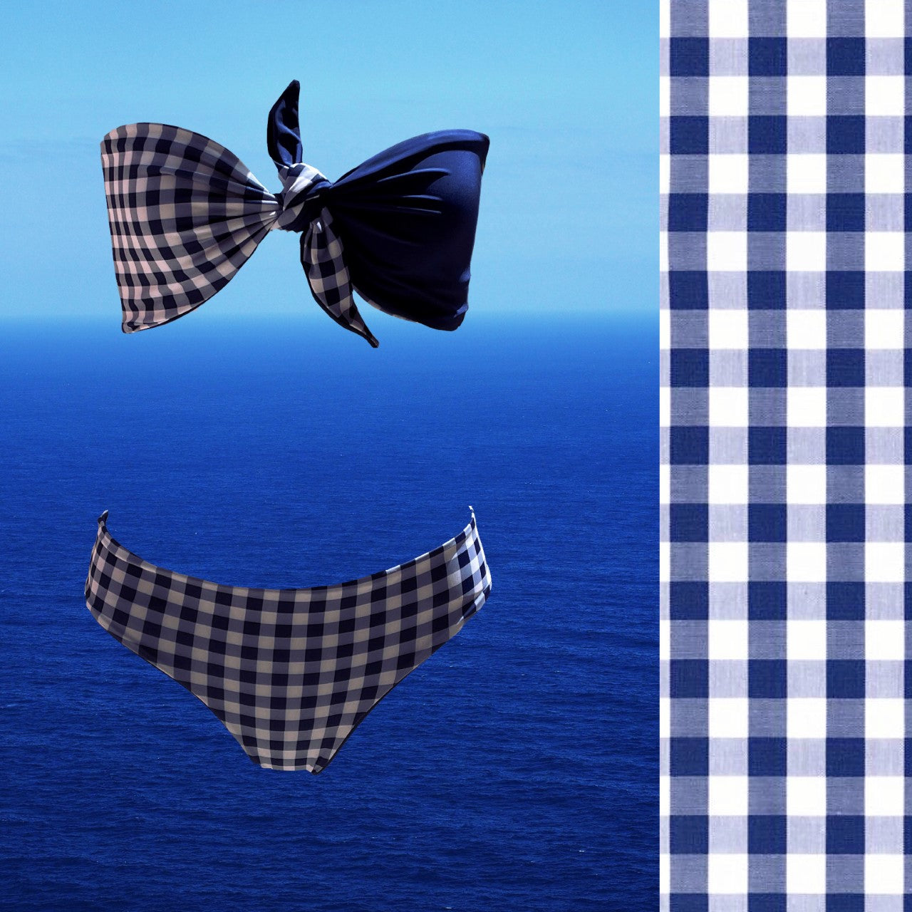 Bikini reversible 2 pieces set two pieces reversible twisted bra 2 colors bikini swimsuit swimwear constantly amazed made in lebanon aquamazeswimwear  vichy blue navy