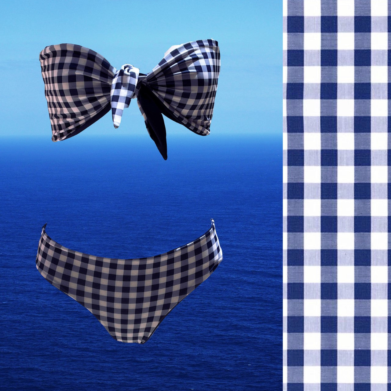 Bikini reversible 2 pieces set two pieces reversible twisted bra 2 colors bikini swimsuit swimwear constantly amazed made in lebanon aquamazeswimwear  vichy blue navy