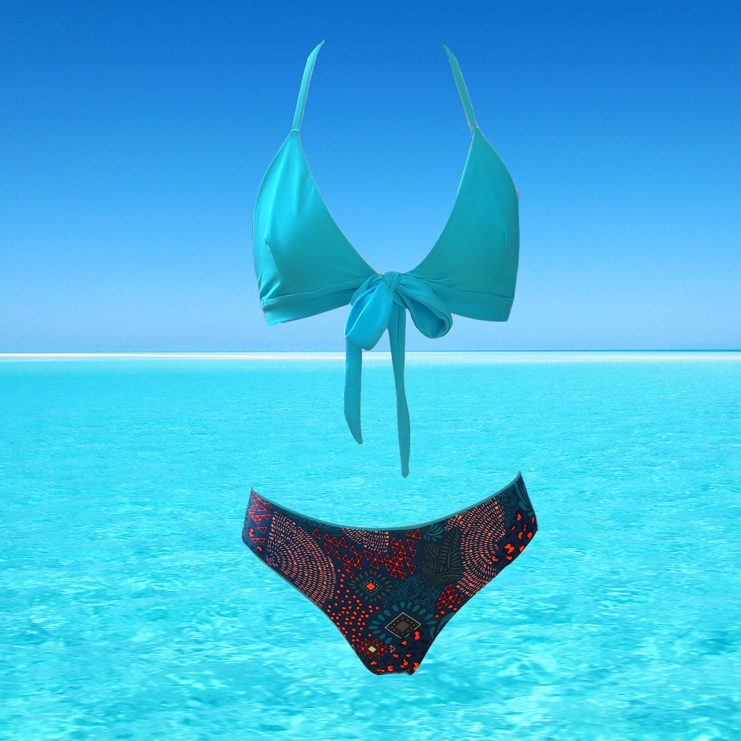 Bikini  jamie blue 2 pieces set reversible swimsuit swimwear constantly amazed made in lebanon aquamazeswimwear