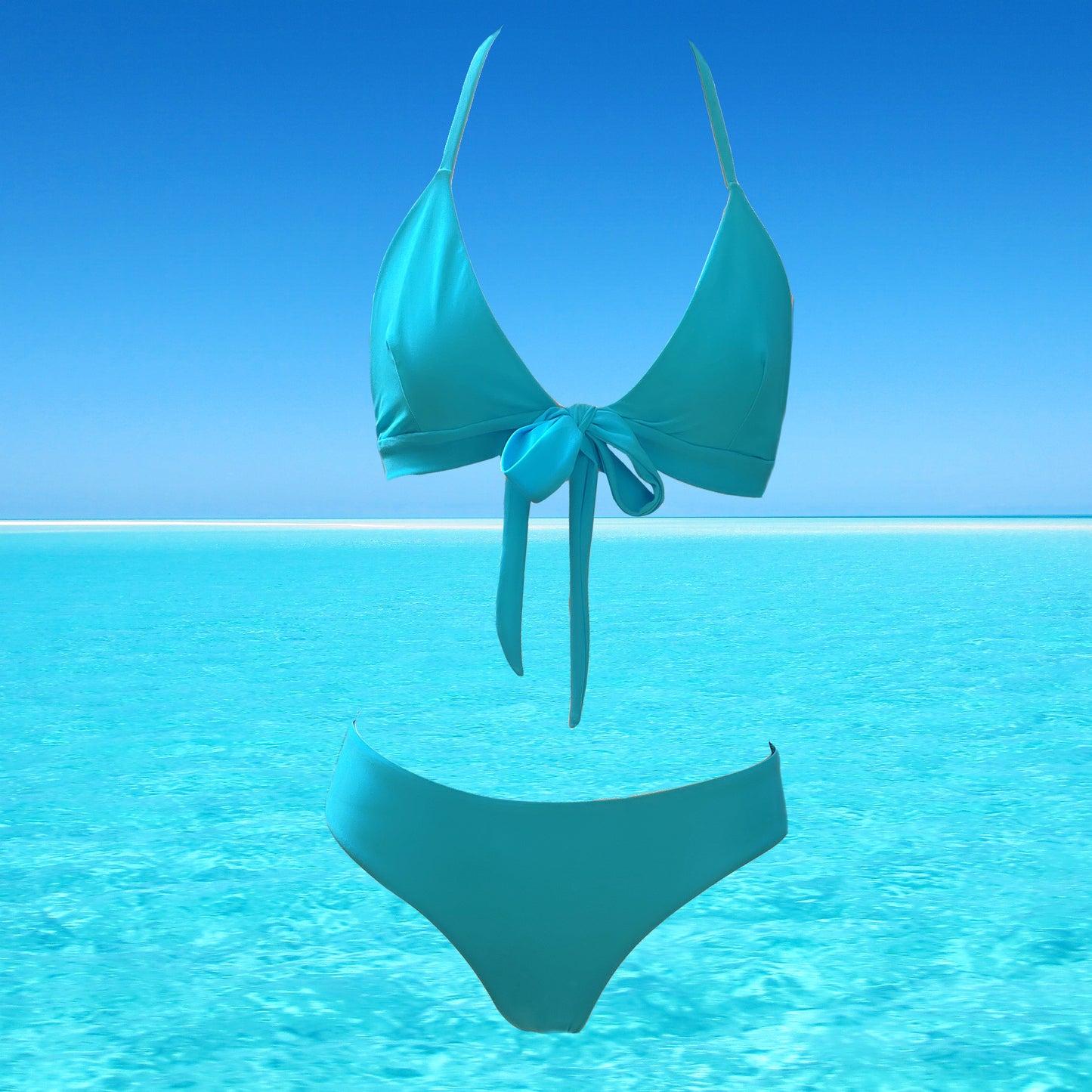 Bikini  jamie blue 2 pieces set reversible swimsuit swimwear constantly amazed made in lebanon aquamazeswimwear