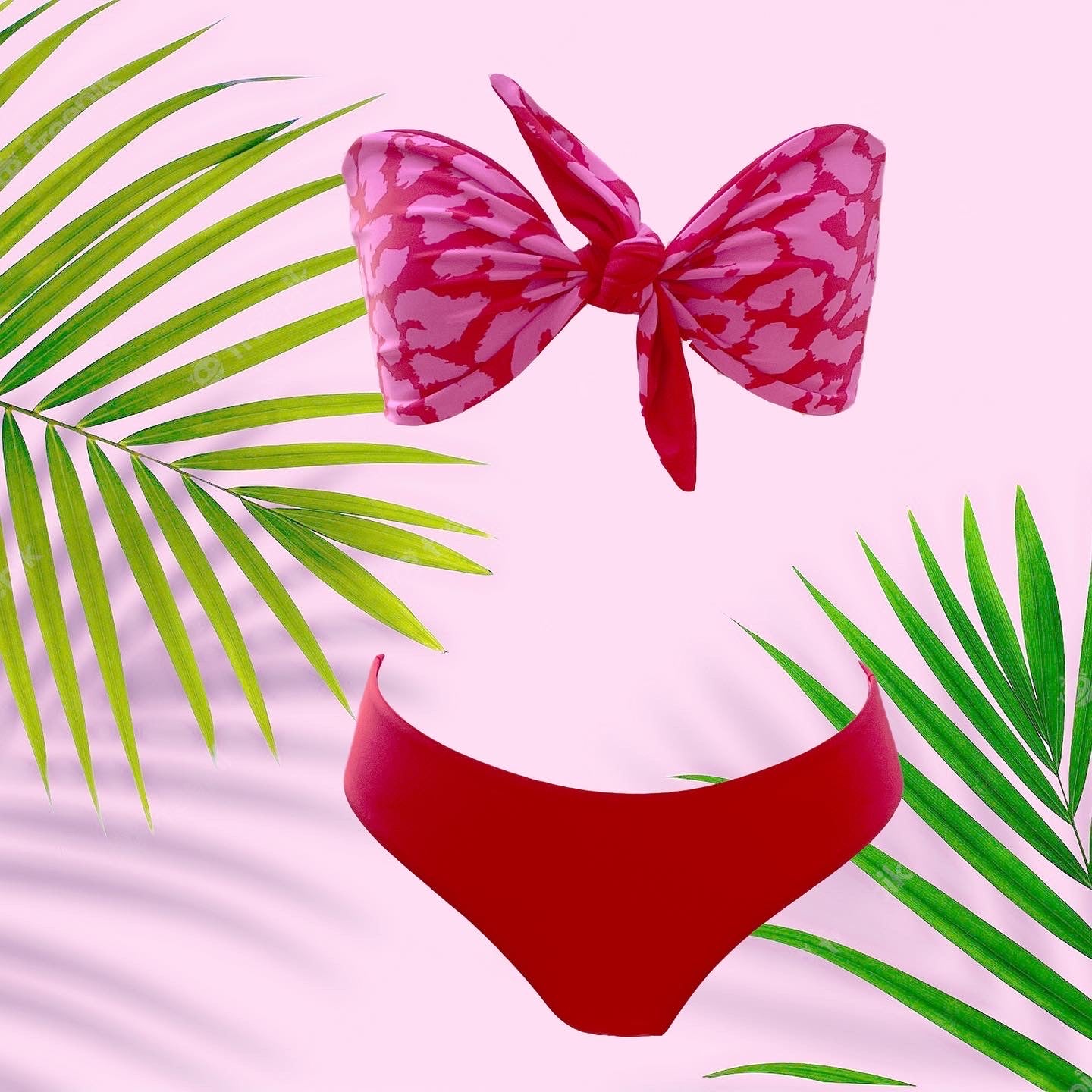 Bikini reversible 2 pieces set two pieces reversible pink leopard red twisted bra 2 colors bikini swimsuit swimwear constantly amazed made in lebanon aquamazeswimwear