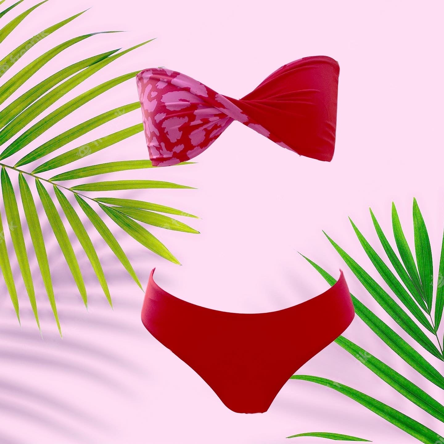 Bikini reversible 2 pieces set two pieces reversible pink leopard red twisted bra 2 colors bikini swimsuit swimwear constantly amazed made in lebanon aquamazeswimwear