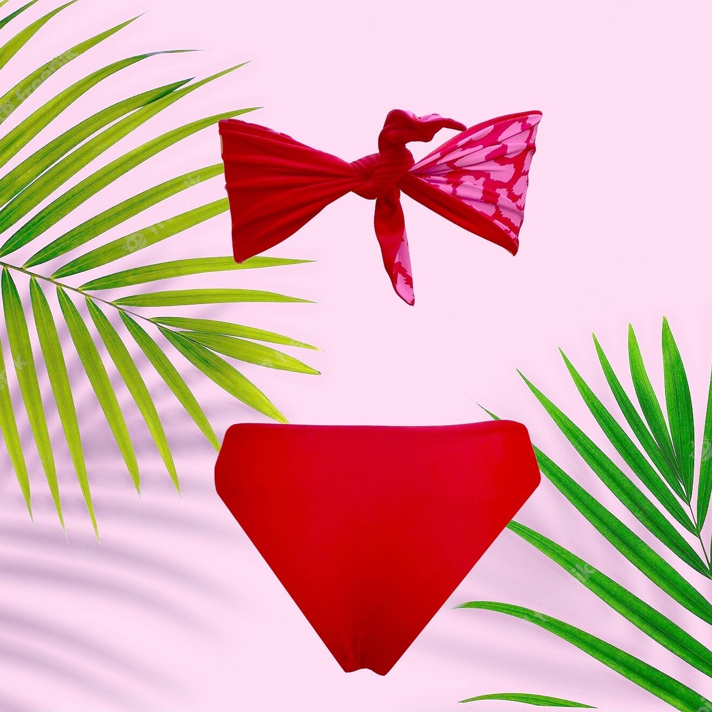 Bikini reversible 2 pieces set two pieces reversible pink leopard red twisted bra 2 colors bikini swimsuit swimwear constantly amazed made in lebanon aquamazeswimwear