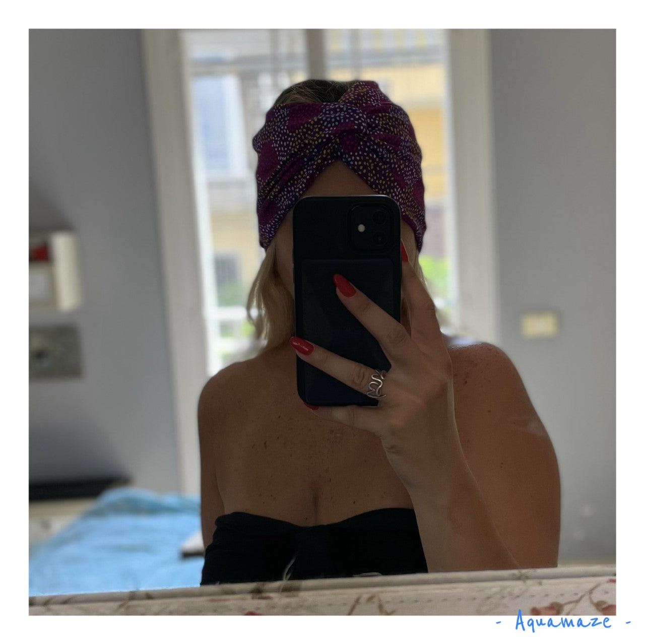 Head band purple dotted  beach accessories bandeau accessoire de plage salacia constantly amazed made in lebanon aquamazeswimwear