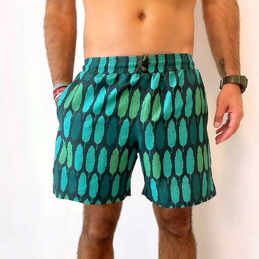 swim shorts men green feathers constantly amazed made in lebanon classic swimwear