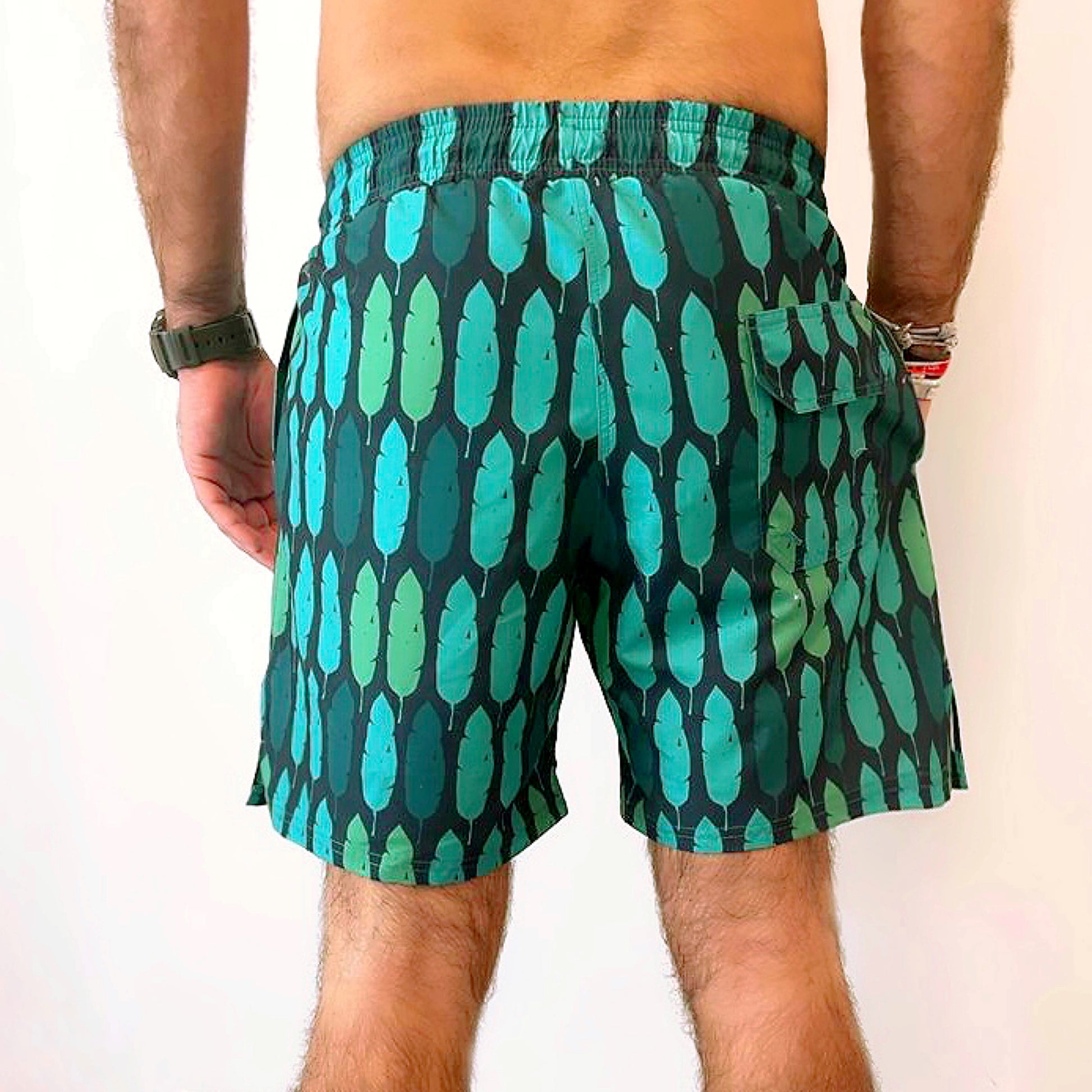 swim shorts men green feathers constantly amazed made in lebanon classic swimwear