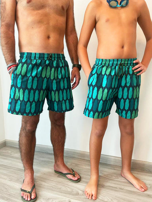 swim shorts kids green feathers constantly amazed made in lebanon classic swimwear