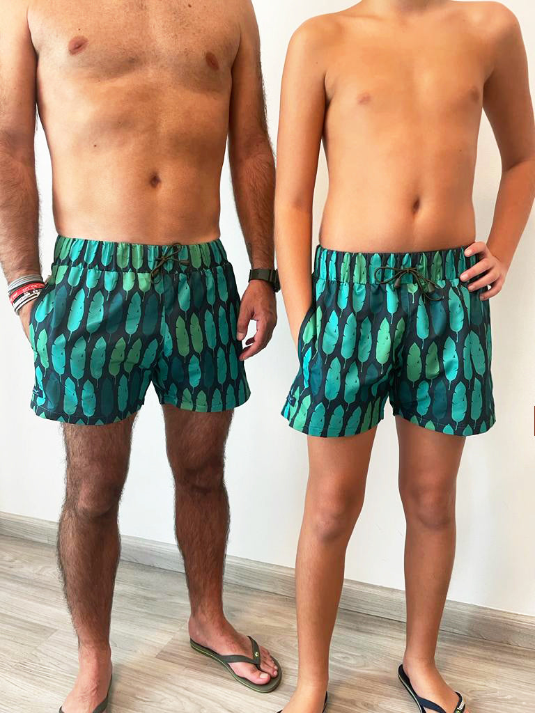 swim shorts men green feathers constantly amazed made in lebanon clasic swimwear shorty